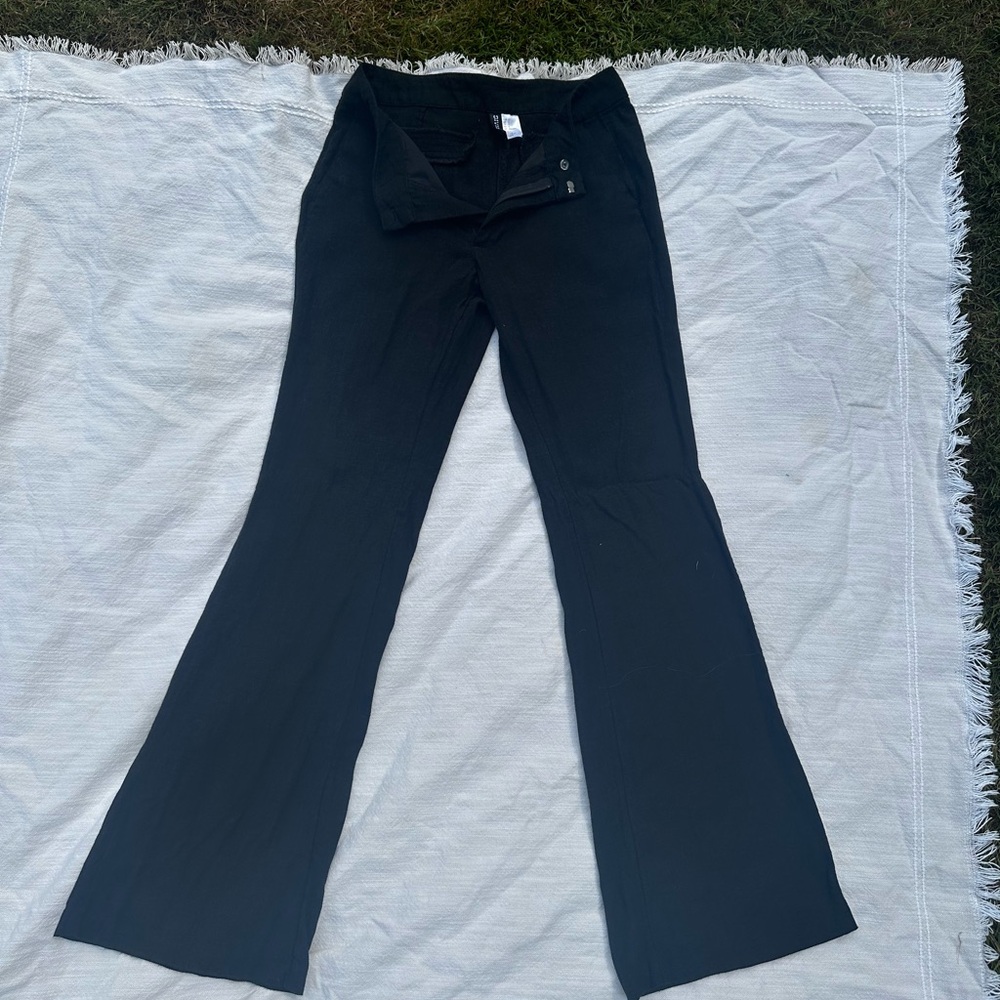 Black linen Flared dress Pants H&M